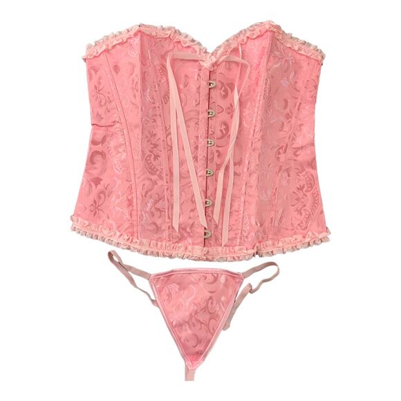 Pink Modern Corset Selvedge Shaper Bonus Panties Large - Picture 3 of 5